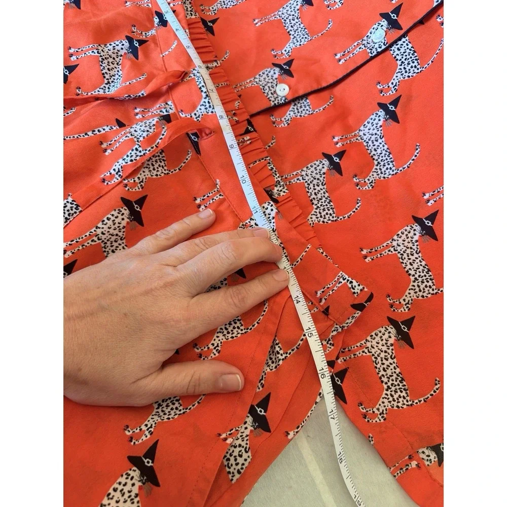 Bouffants & Broken Hearts Orange Leopard Cheetah Witch PJs Shorts Halloween SzL